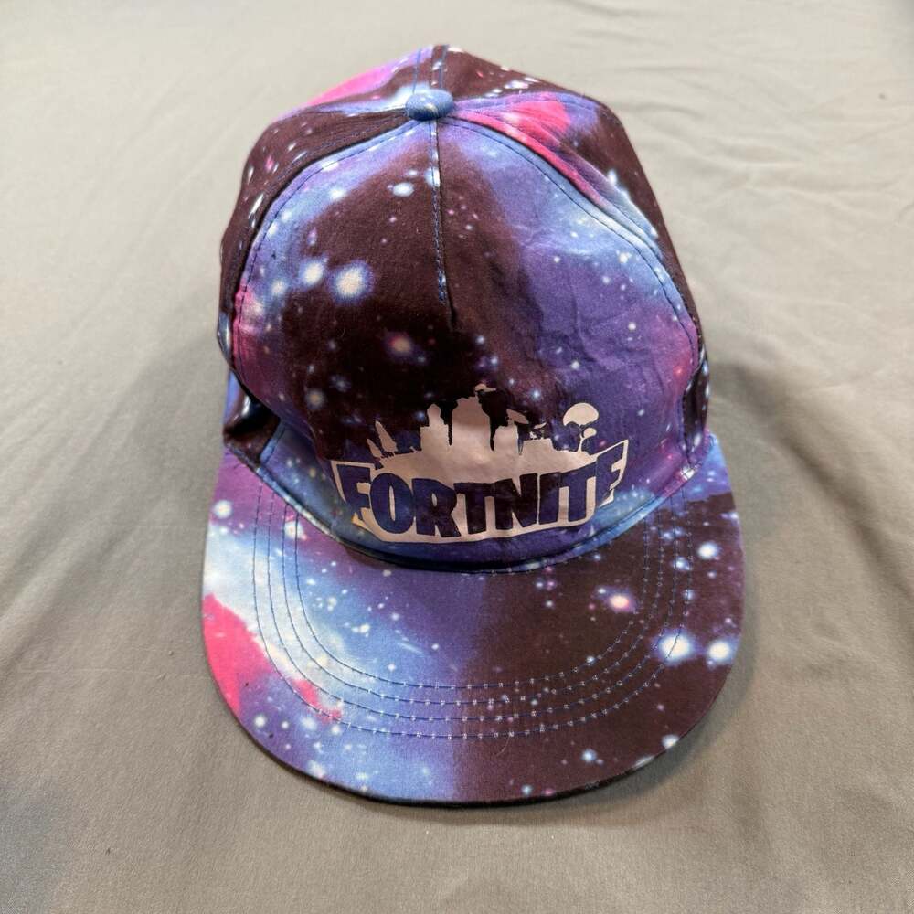 Fortnite Galaxy Print Snapback Hat Cap Blue
